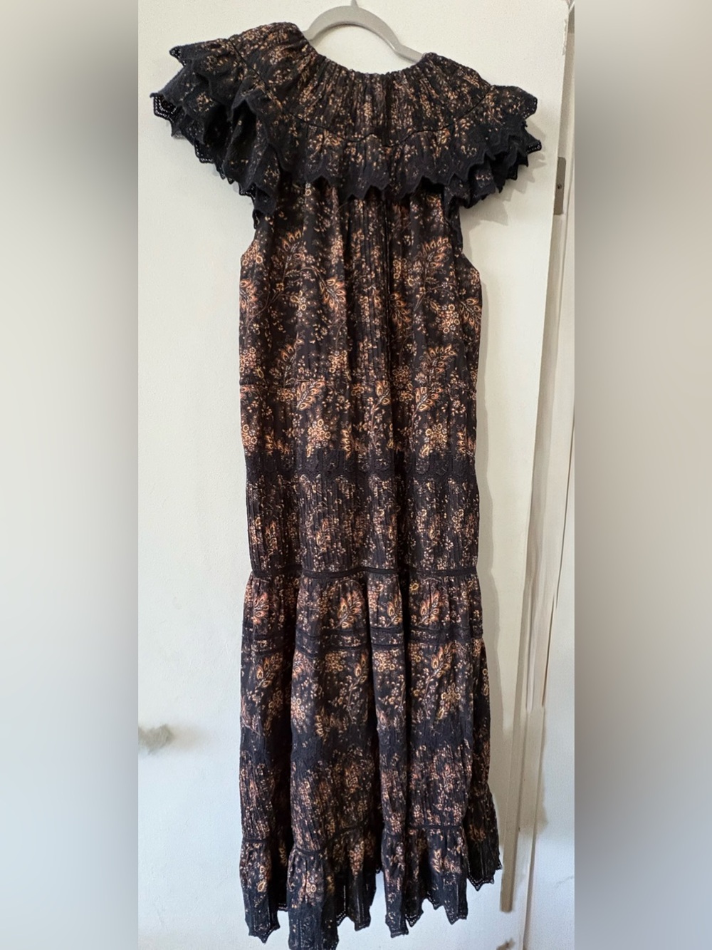 Ulla Johnson Jacqueline Dress Handmade Black Floral Lace Midi Dress - Picture 12 of 15